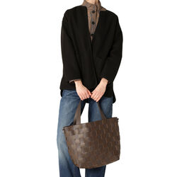 Braided Cross-Body Shopper, chocolate brown, Ilse Jacobsen Hornb&aelig;k