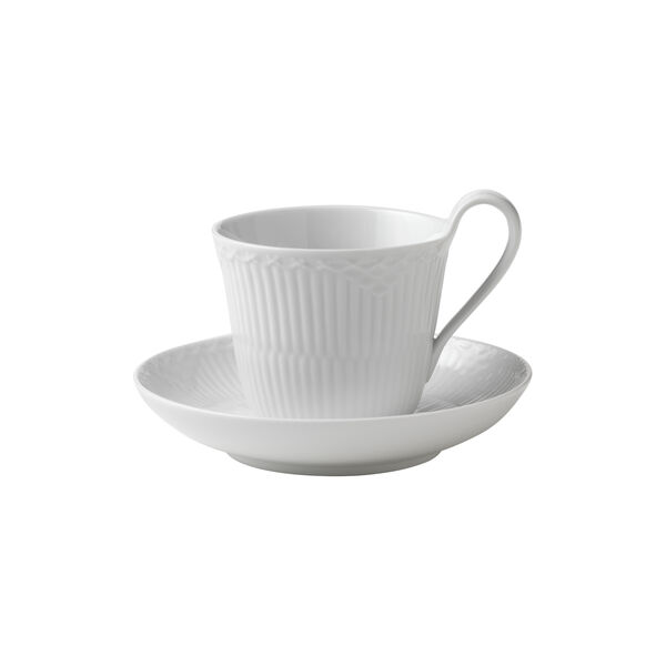 Weiße Halbspitze Tasse und Untertasse, 25 cl, Royal Copenhagen