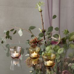 Calabas Tealight Holder, amber, Holmegaard