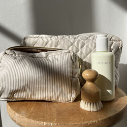 Kosmetiktasche, klassische Streifen, camel, 2er-Pack, Cam Cam Copenhagen