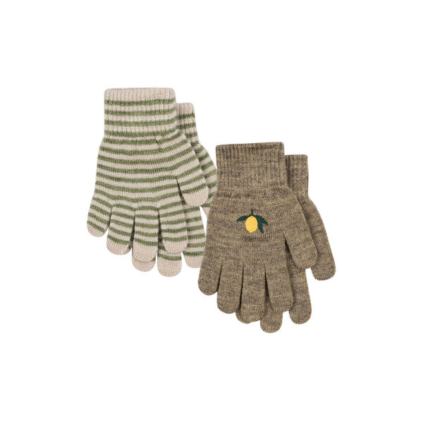 2er-Pack Filla-Handschuhe, lemon/stripe, Konges Sl&oslash;jd