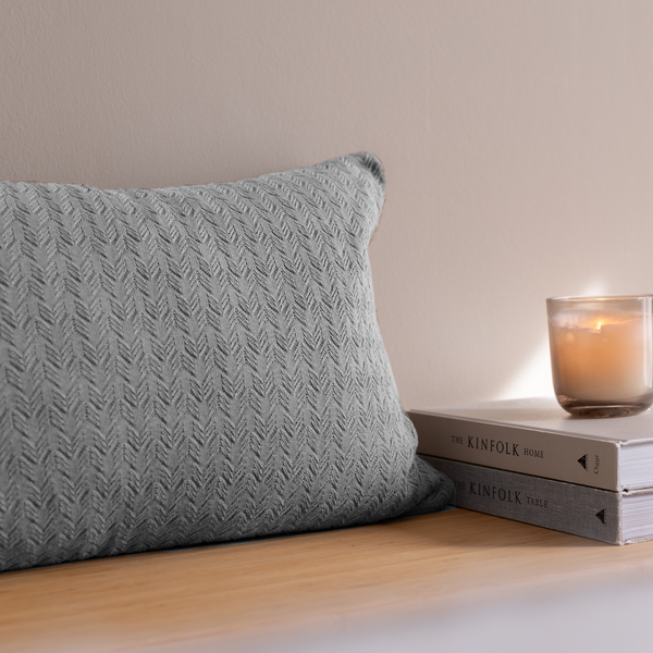 Knitted Plaid Wave, med grey melange, By LOHN