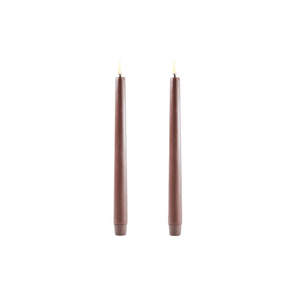 LED Classic Taper Candle 25 cm 2 pcs, brown, Uyuni Lighting