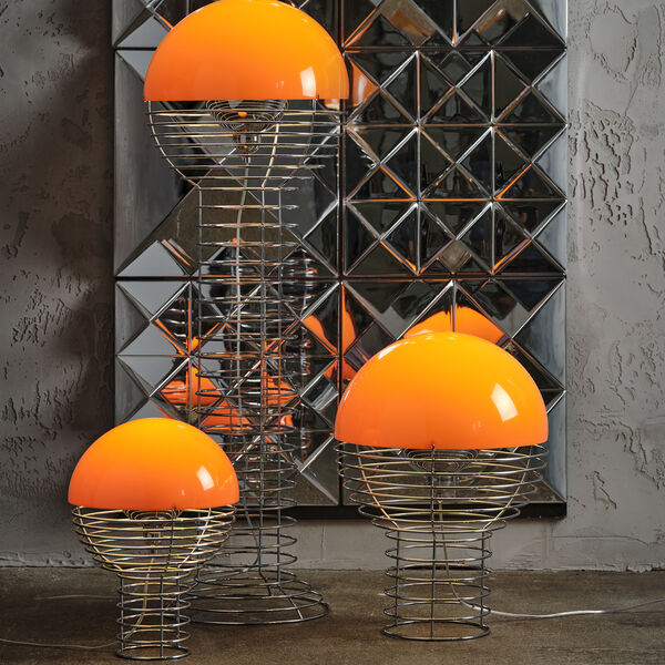 Draht-Tischlampe, orange, Verpan