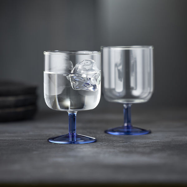Torino Wine Glass 2 pcs, clear/blue, Lyngby Glas