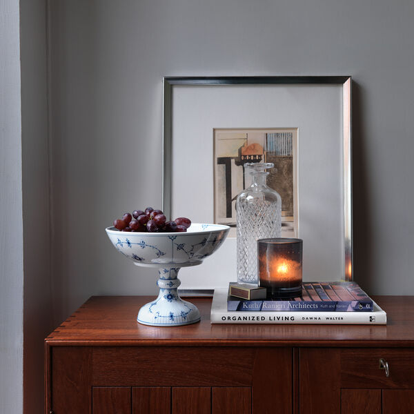 Musselmalet Gerippt Schale auf Fu&szlig;, Royal Copenhagen