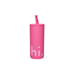 Travel cup with straw, cherry pink, Design Letters