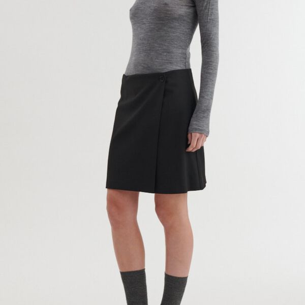 Marjo Wrap Skirt, black, Basic Apparel