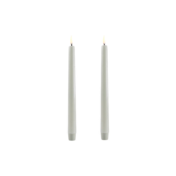 LED Classic Taper Candle 25 cm 2 pcs, dusty green, Uyuni Lighting
