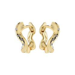 EVRA Recycled Oranic Shaped Crystal Hoops, gold, Pilgrim