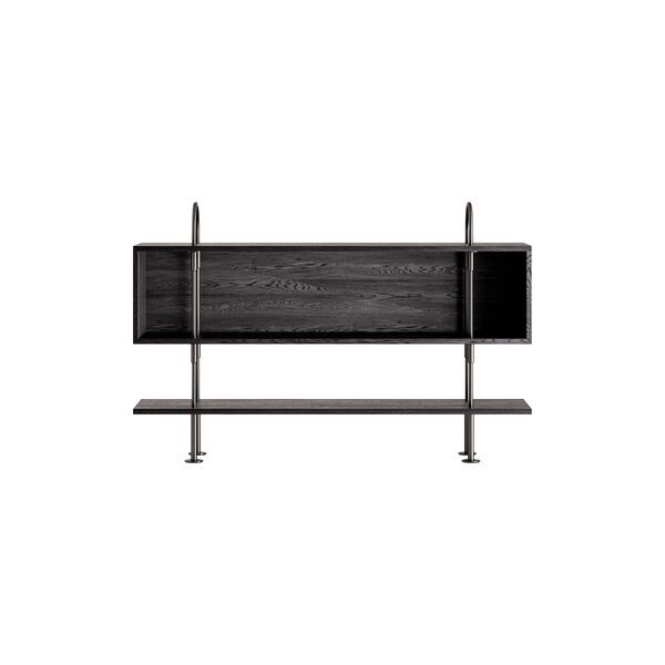 Keen Shelving, black brass/ash veneer, GUBI