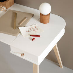 Wood Desk 72,6 cm, white/oak, Oliver Furniture
