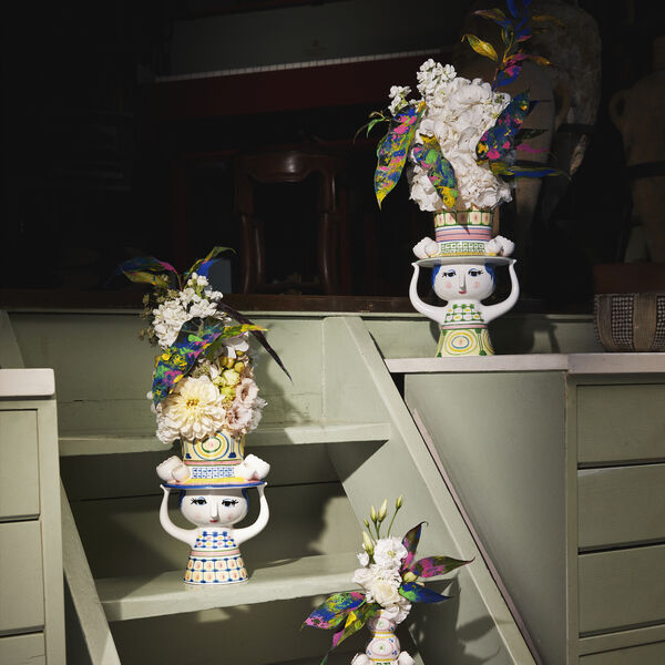 Dame mit Hut Vase, grün, Bjørn Wiinblad