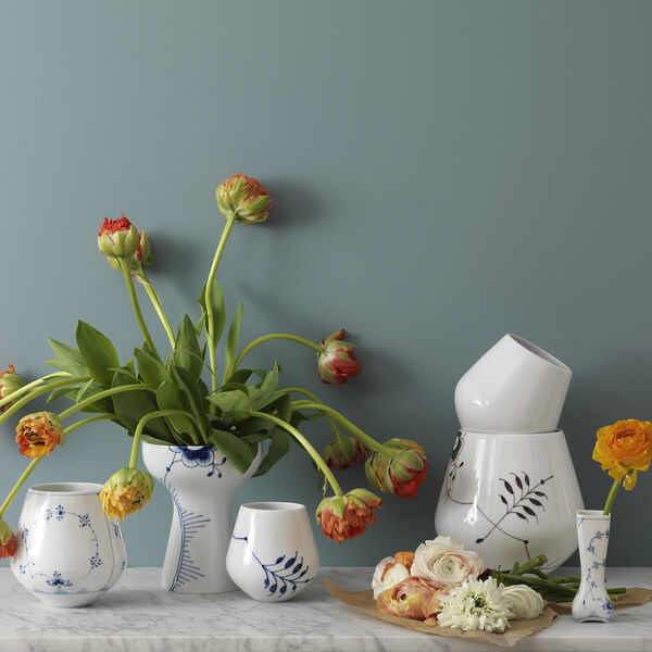 Mega Blau Gerippt Vase, 15 cm, Royal Copenhagen