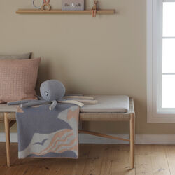 Vogel und Fisch Kinderplaid, grau/beige, Røros Tweed