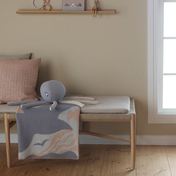 Vogel und Fisch Kinderplaid, grau/beige Vogel und Fisch Kinderplaid, grau/beige, Røros Tweed