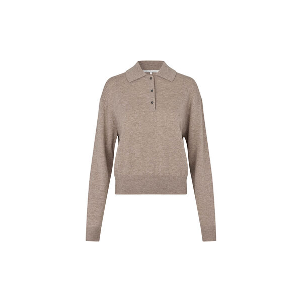 Longo Knit LS Collar, mid brown melange, Second Female
