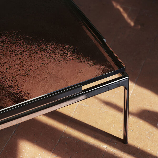 Sett LN13 Coffee Table, smoked glass/dark chrome, &Tradition