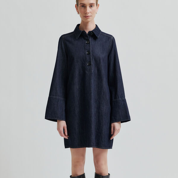 Dera Denim Tunic Dress, dark blue denim, Second Female