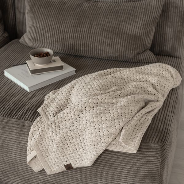 Knitted Plaid Mauntain, beige melange, By LOHN