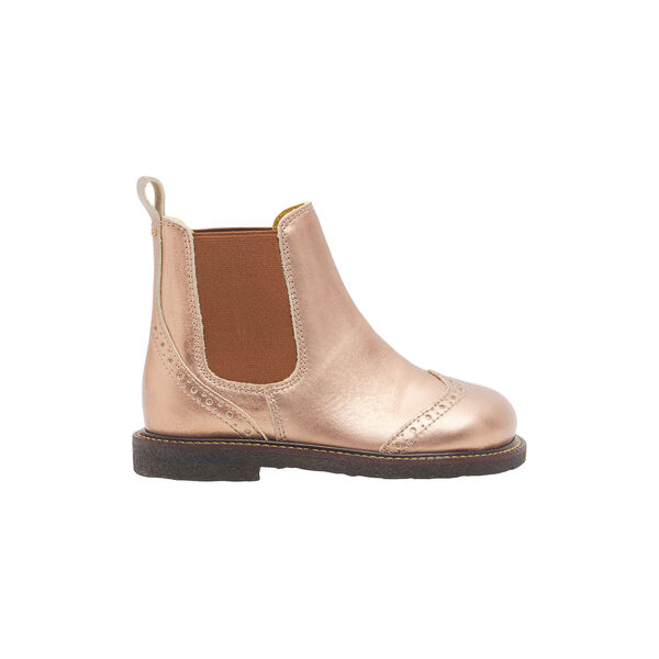 Chelsea-Stiefelette mit Brogue-Lochmuster, Bronze-Metallic/Cognac, ANGULUS