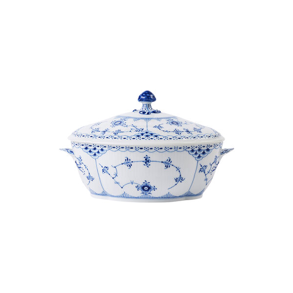 Blue Fluted Half Lace Terrine mit Deckel 59 cl, Royal Copenhagen