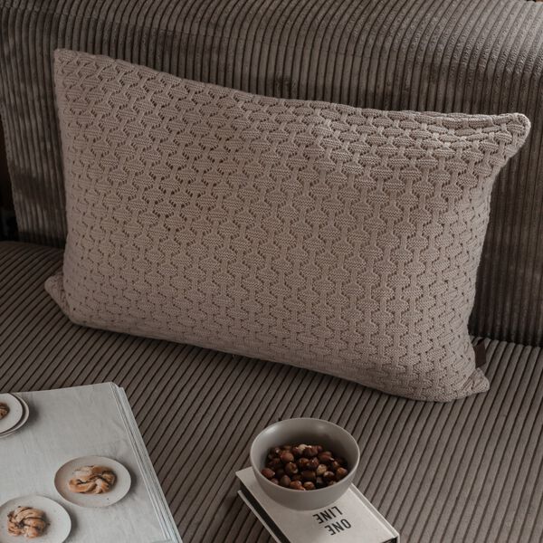 Knitted Cushion Square, khaki, By LOHN