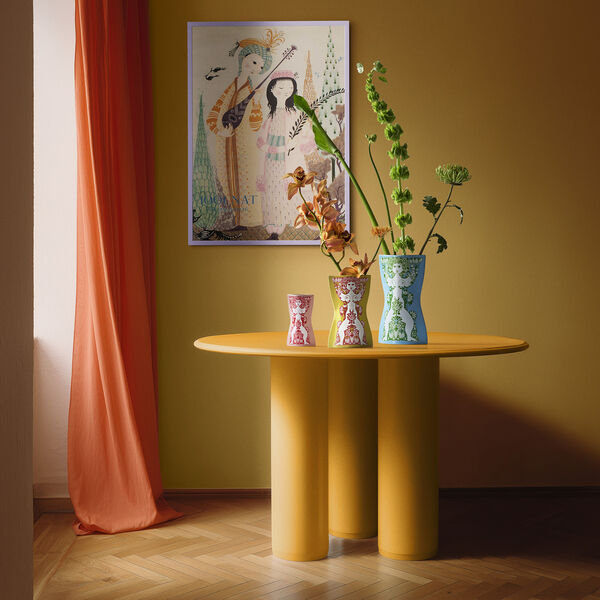 Nina Vase, gelb/pink, Bj&oslash;rn Wiinblad