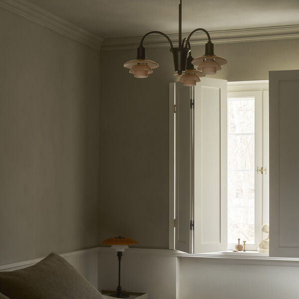 PH 1/1 Chandelier Centenary Edition 3-Armed, aged brass/dusty terracotta, Louis Poulsen