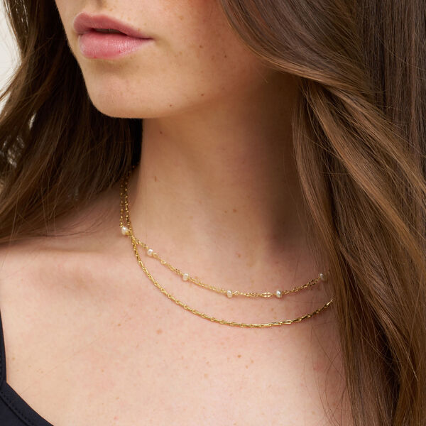 Lina necklace, gold plated/white pearls, Pure by Nat