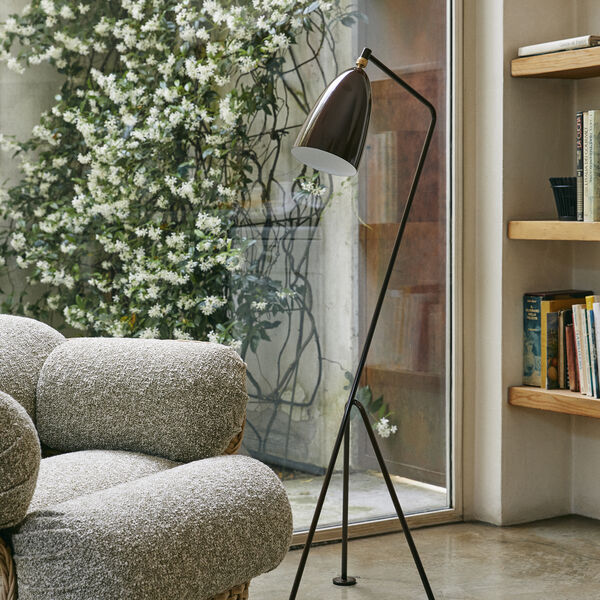 Gr&auml;shoppa Stehlampe, walnussbraun gl&auml;nzend, GUBI