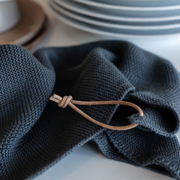 Knitted Towel, dark grey, By LOHN