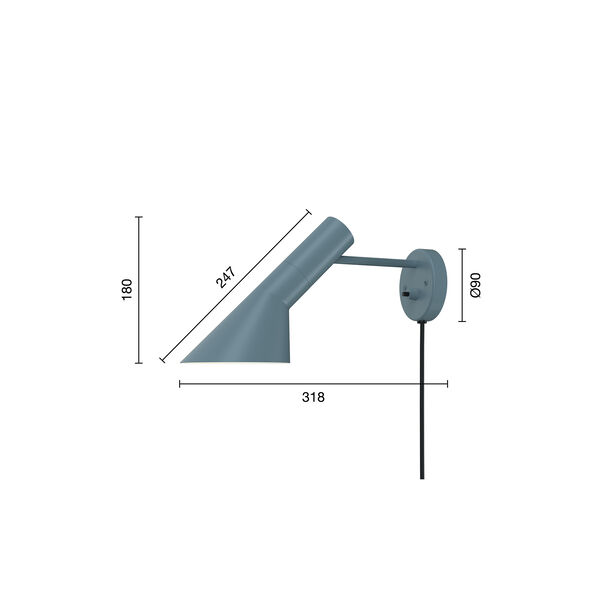 AJ Wall Lamp, dusty blue, Louis Poulsen