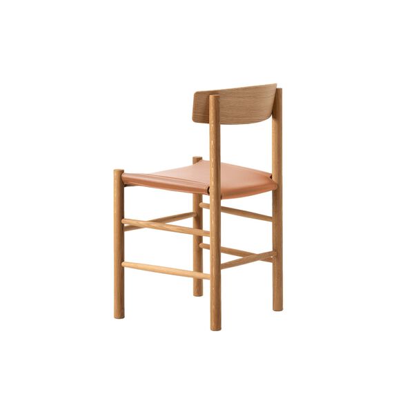 J39 Mogensen Stuhl mit gepolstertem Sitz, ge&ouml;lte Eiche/Omni 307 cognac, Fredericia Furniture