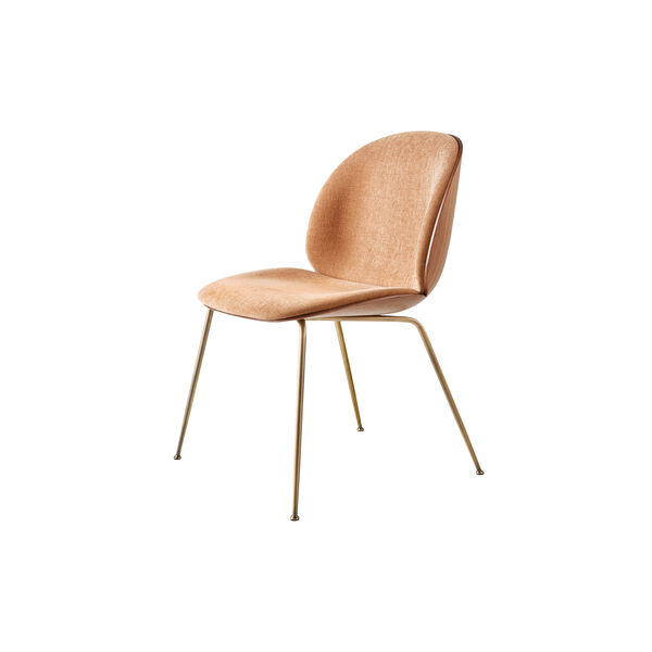 Beetle Esszimmerstuhl, frontgepolstert, Belsuede Special 132/Antikmessing, GUBI