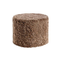 Pouf aus neuseeländischem, kurzhaarigem und gelocktem Lammfell, taupe, NATURES Collection