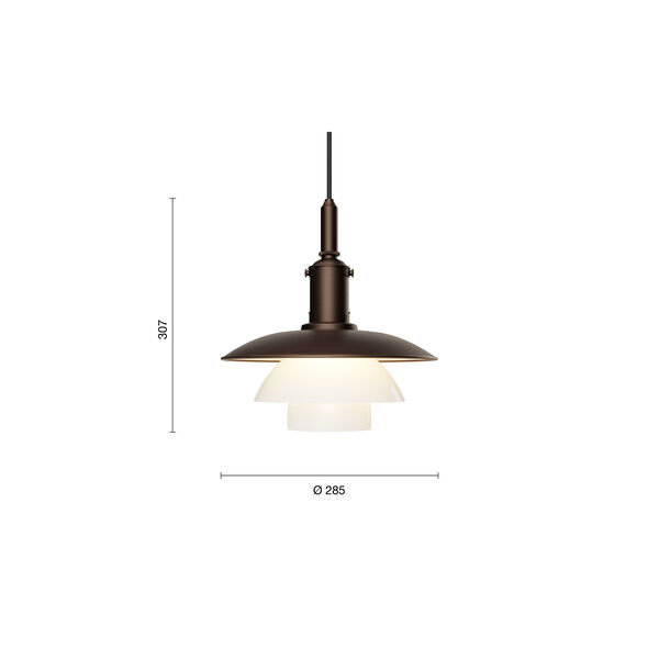 PH 3/3 Pendant, aged brass/opal glass, Louis Poulsen