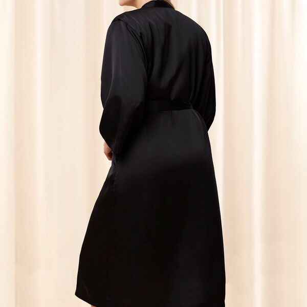 Satin-Morgenmantel 01, black, Triumph