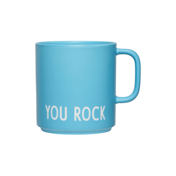YOU ROCK Favourite cup with handle, blue, Design Letters