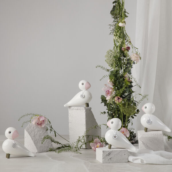 Singvogel Love, wei&szlig;/rosa, Kay Bojesen Denmark