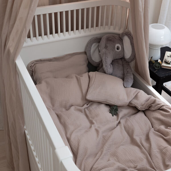 2-piece Muslin Junior Bed Linen, seabreeze beige, Sebra