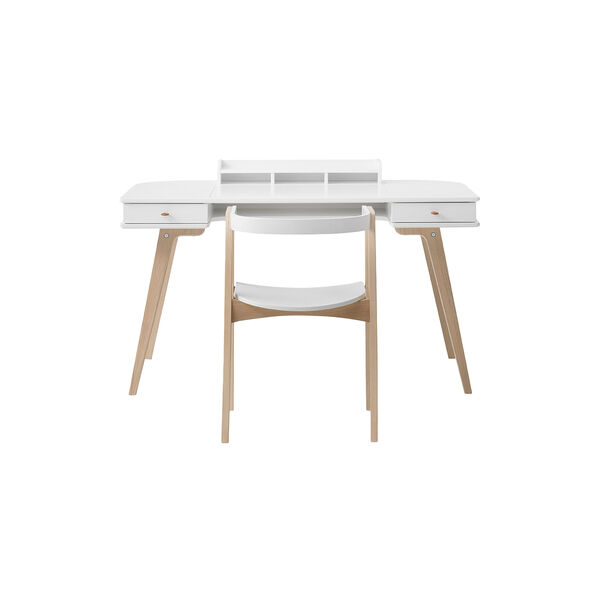 Wood Desk 66 cm & Armchair Set, white/oak, Oliver Furniture