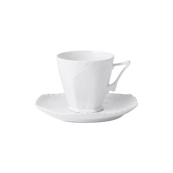 Wei&szlig;e gerippte Vollspitze-Tasse mit Untertasse, Royal Copenhagen