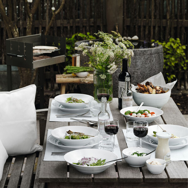 Wei&szlig; Gerippt tiefer Teller, 24 cm, Royal Copenhagen