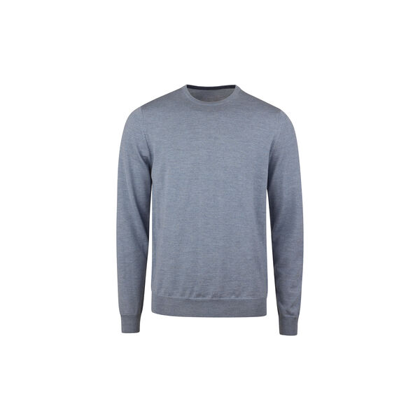Sweater Knitted Crew Neck With Patch Merino Wool, light blue, Stenstr&ouml;ms