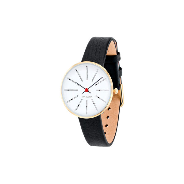 Bankers Wrist Watch, white/gold/black, Arne Jacobsen Watches