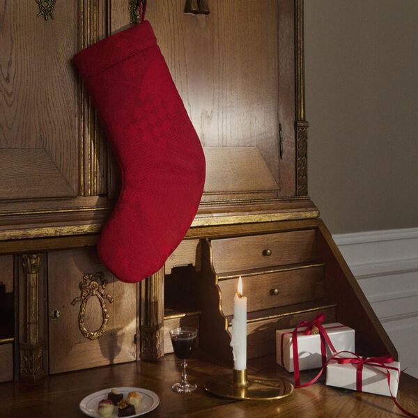 CHRISTMAS&nbsp;Stocking, deep red, Georg Jensen Damask