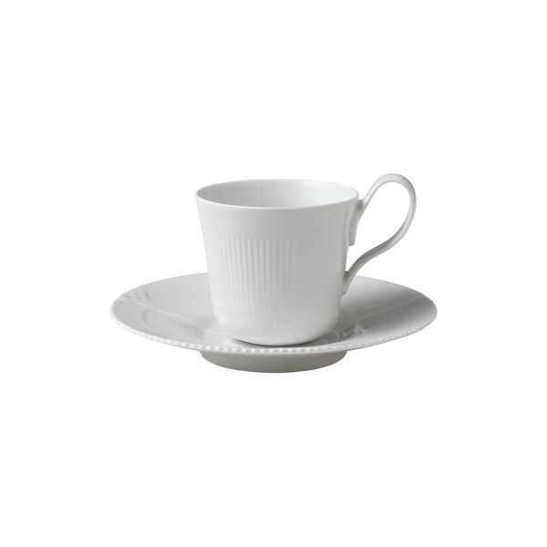 Elements Weiß Tasse mit hohem Henkel und Untertasse, 25 cl, Royal Copenhagen