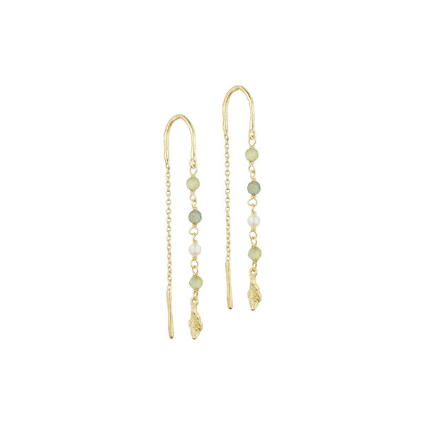 Hazel chain earrings w. gemstones, gold plated/green, Pure by Nat