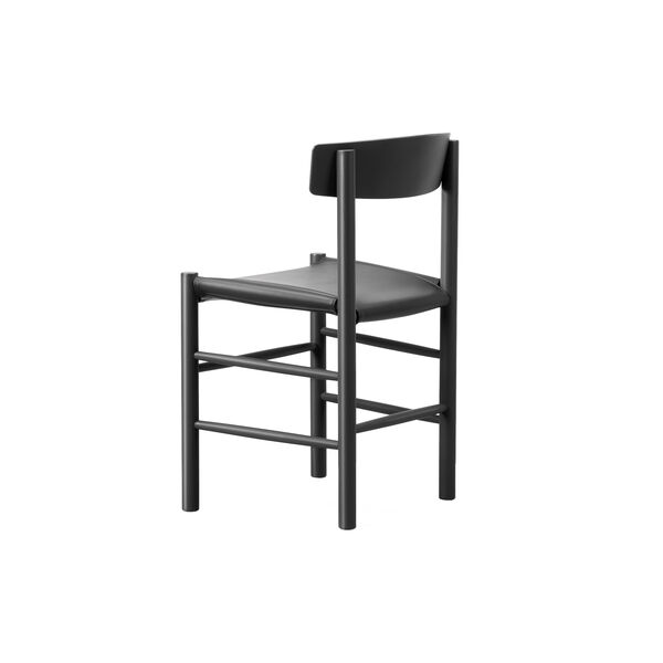 J39 Mogensen sitzgepolsterter Stuhl, schwarz lackierte Buche/Omni 301 black, Fredericia Furniture